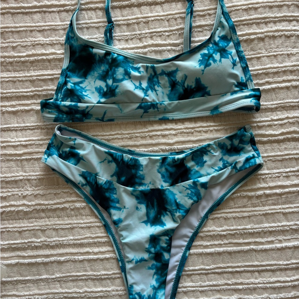 Blue Tie-Dye Bikini Set